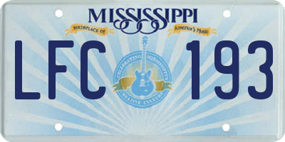 MS license plate LFC193