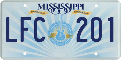 MS license plate LFC201