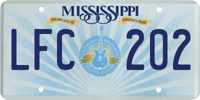 MS license plate LFC202