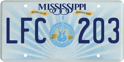 MS license plate LFC203