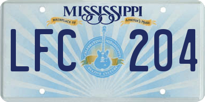 MS license plate LFC204