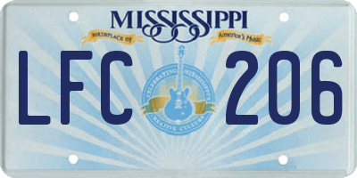 MS license plate LFC206