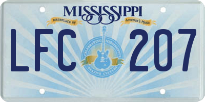 MS license plate LFC207