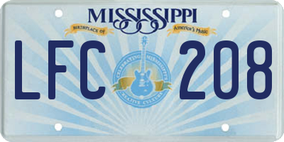 MS license plate LFC208