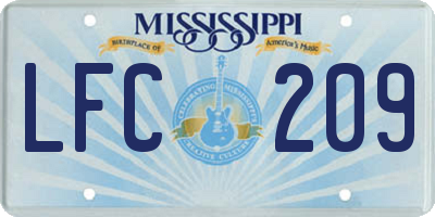 MS license plate LFC209