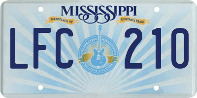 MS license plate LFC210