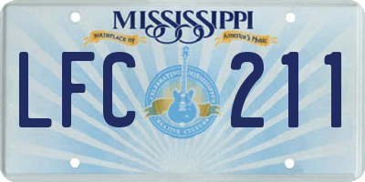 MS license plate LFC211