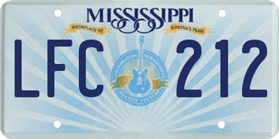 MS license plate LFC212