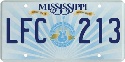 MS license plate LFC213
