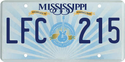 MS license plate LFC215