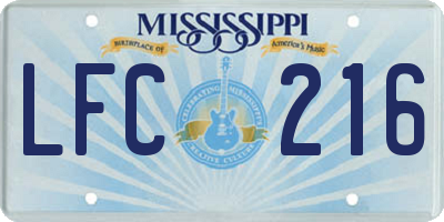 MS license plate LFC216
