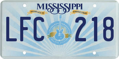 MS license plate LFC218