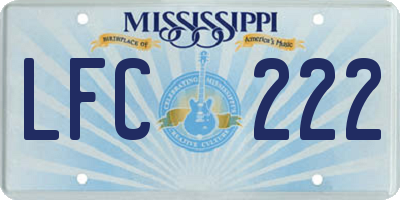 MS license plate LFC222