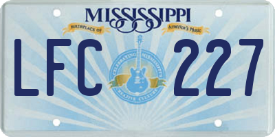 MS license plate LFC227