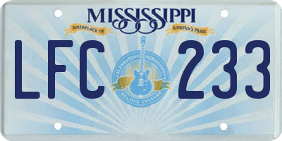MS license plate LFC233