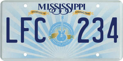 MS license plate LFC234