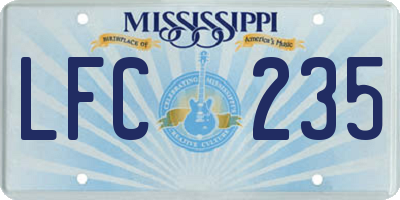 MS license plate LFC235