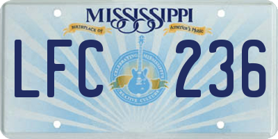 MS license plate LFC236