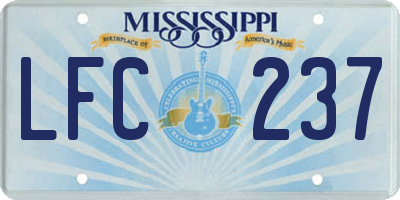 MS license plate LFC237