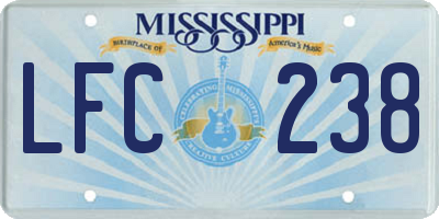 MS license plate LFC238