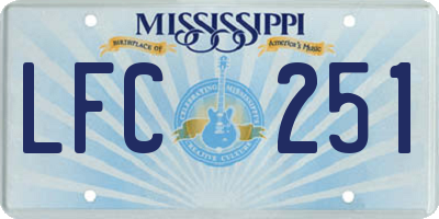 MS license plate LFC251
