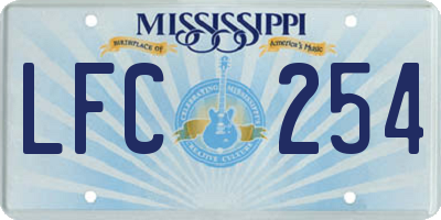 MS license plate LFC254