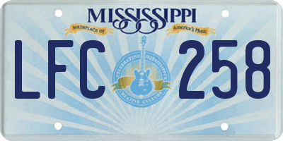 MS license plate LFC258