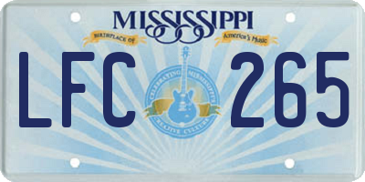 MS license plate LFC265