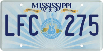 MS license plate LFC275