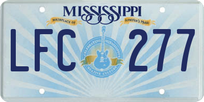 MS license plate LFC277