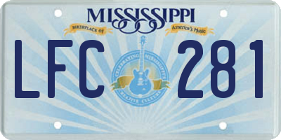 MS license plate LFC281