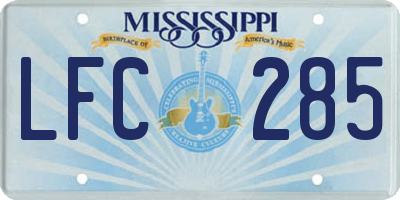 MS license plate LFC285