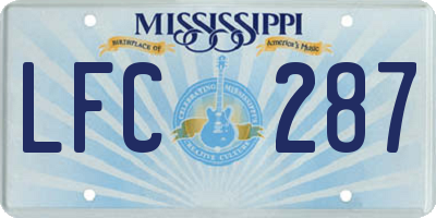 MS license plate LFC287