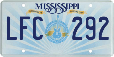 MS license plate LFC292