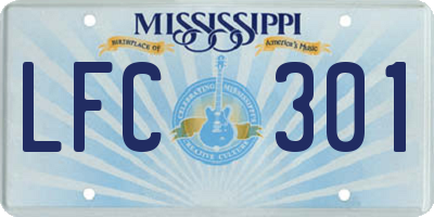 MS license plate LFC301