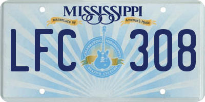 MS license plate LFC308