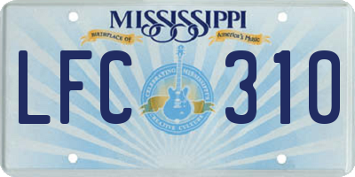 MS license plate LFC310