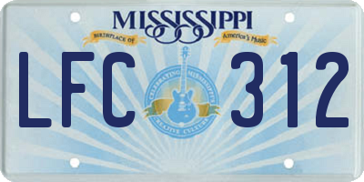 MS license plate LFC312