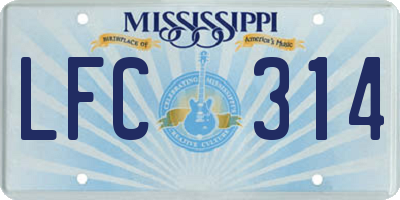 MS license plate LFC314