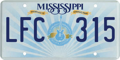 MS license plate LFC315