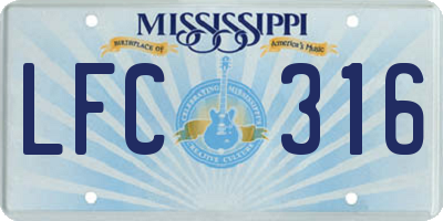 MS license plate LFC316