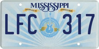 MS license plate LFC317
