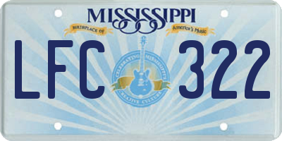 MS license plate LFC322