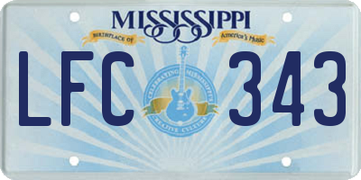 MS license plate LFC343