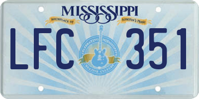 MS license plate LFC351