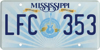MS license plate LFC353