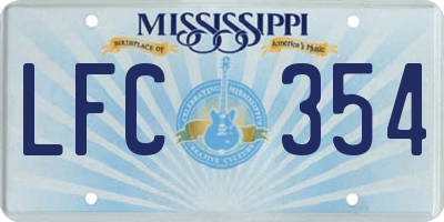 MS license plate LFC354