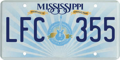 MS license plate LFC355