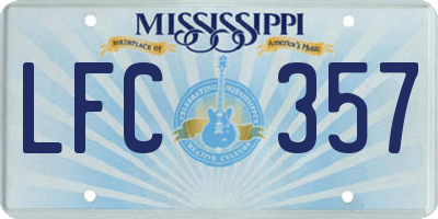MS license plate LFC357