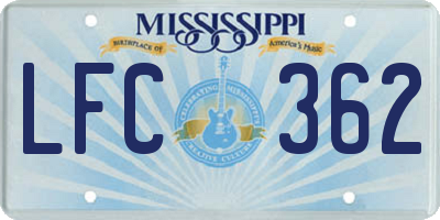 MS license plate LFC362